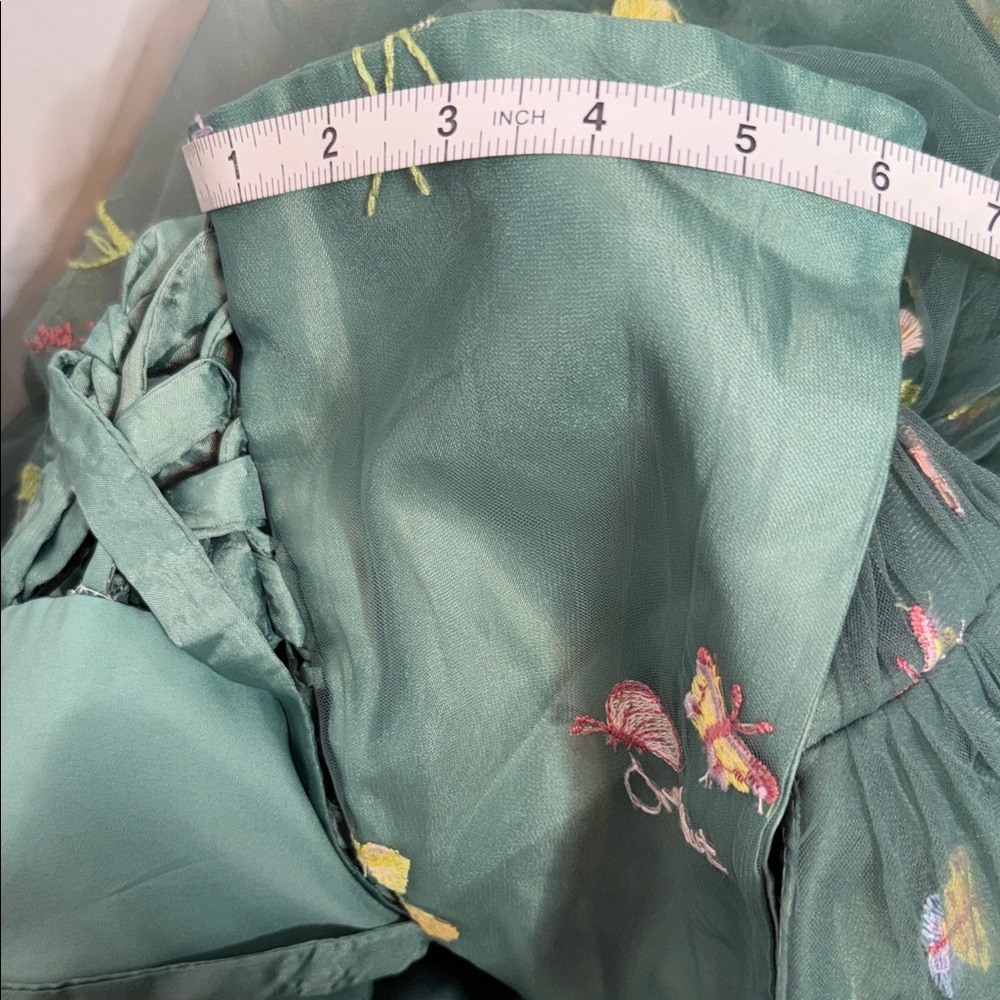 Emerald Green Floral Embroidered Maxi Dress with Tie Straps - Picture 14 of 16